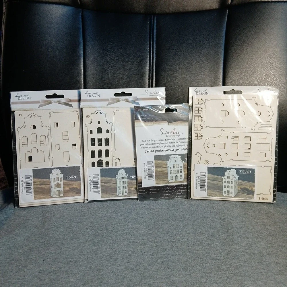 Snipart Laser Cut Design Wood Chip Board Buildings‎ 4 New Packages & Extra Parts